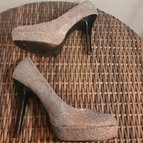 9 & CO JJWildLove Womens Silver Glitter Platform Stiletto High Heels Sz 10 Sexy - Picture 9 of 10